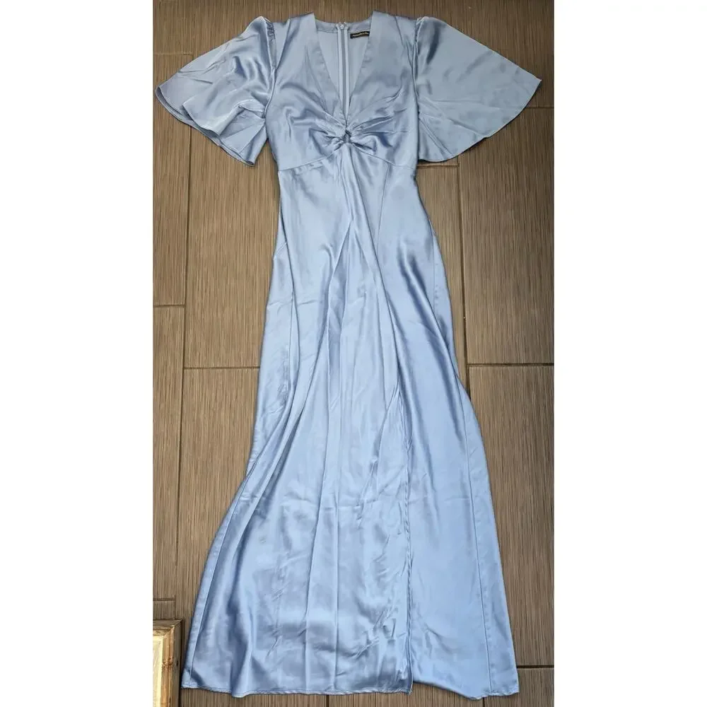 abercrombie formal dresses Women's Draped Twist-Front Maxi Dress in Blue | Size XXS